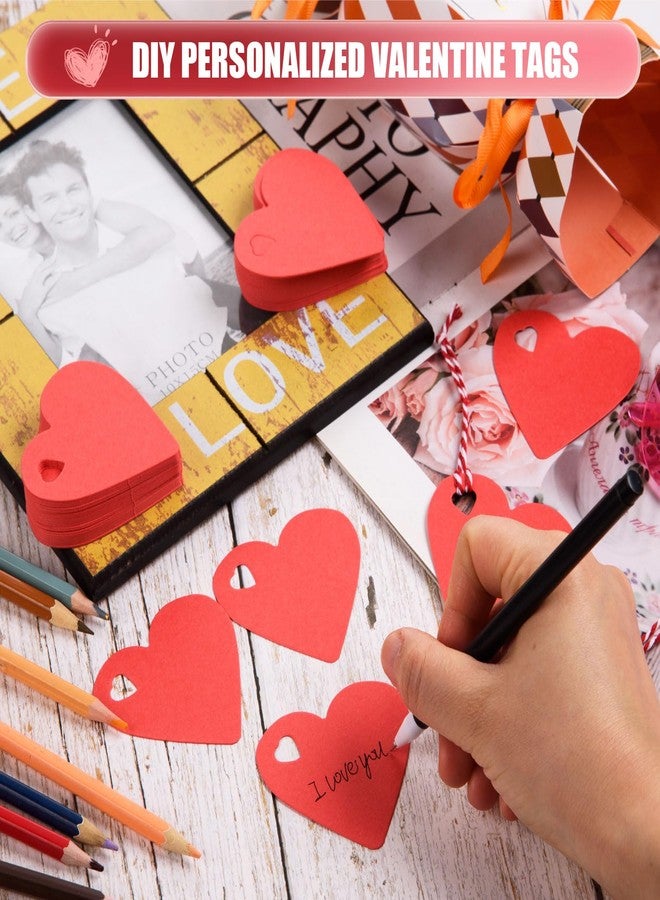 FOBSME 500 Pcs Red Heart Gift Tags Valentine's Day Heart Shaped Paper Tags Blank Hearts Hanging Labels Valentine's Gift Wrapping Tag with 328 Ft String for Mother's Day Weddings Party - Image 3